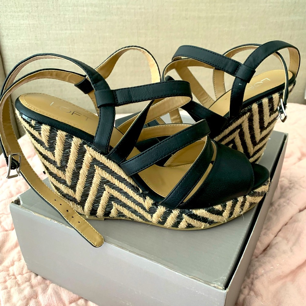 LOFT zebra wedge with ankle strap. Size 10